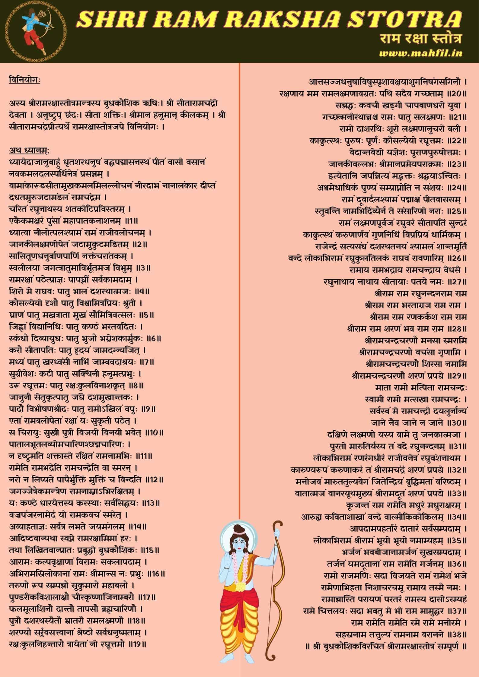 Ram Raksha Stotra Lyrics in Hindi PDF