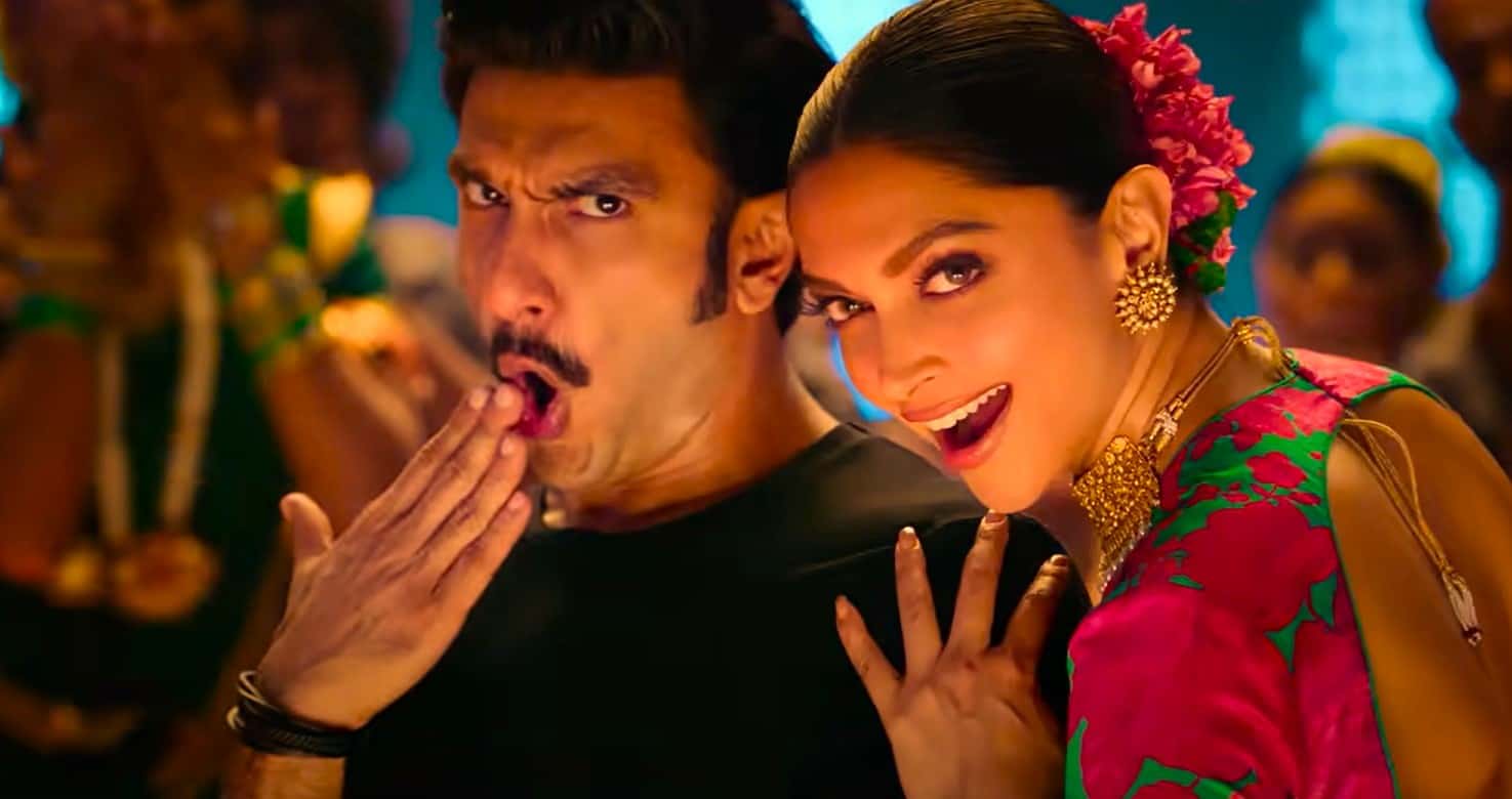 The picture is from the still of the song Current Laga Re Lyrics and Ranveer Singh and Deepika Padukone is in the song and giving a funny expression while facing the camera.